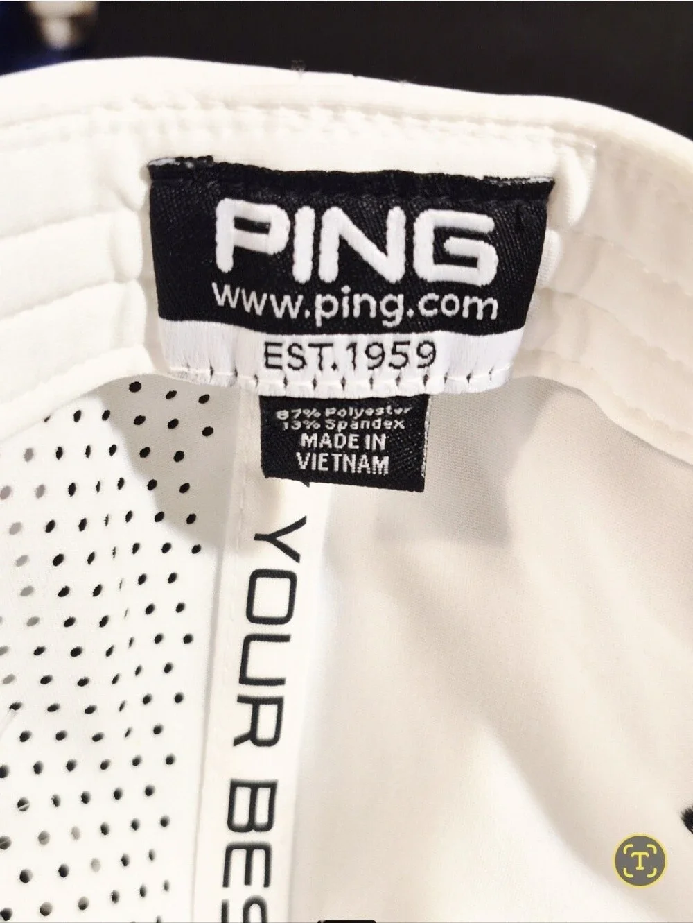 Ping Vented Delta Tour White Black Letters  Snapback Golf Hat Cap Please Read
